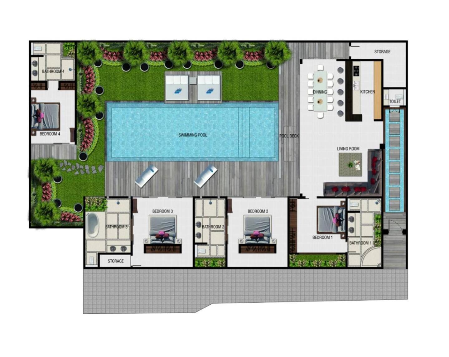 Moderne 4 Bedroom Services Hoteliers 5 Villa *